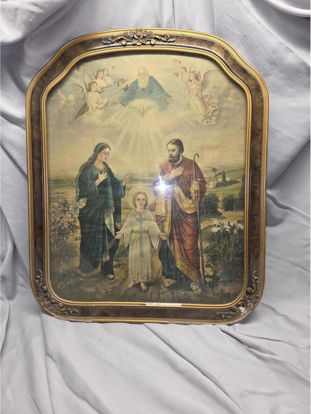 Framed Religious Sacred Heart Holy Family Print